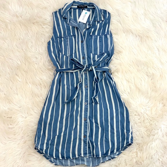 Dresses & Skirts - Blue and white stripped sleeveless dress